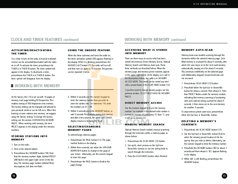 PDF manual for Eton Radio E10